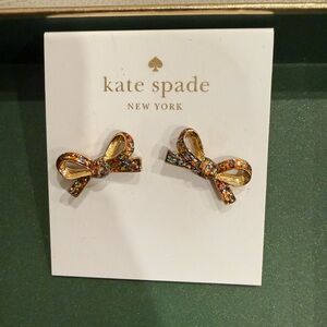 Kate Spade Gold Multicolor Bow Earrings